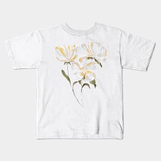 White and yellow flowers watercolor Kids T-Shirt